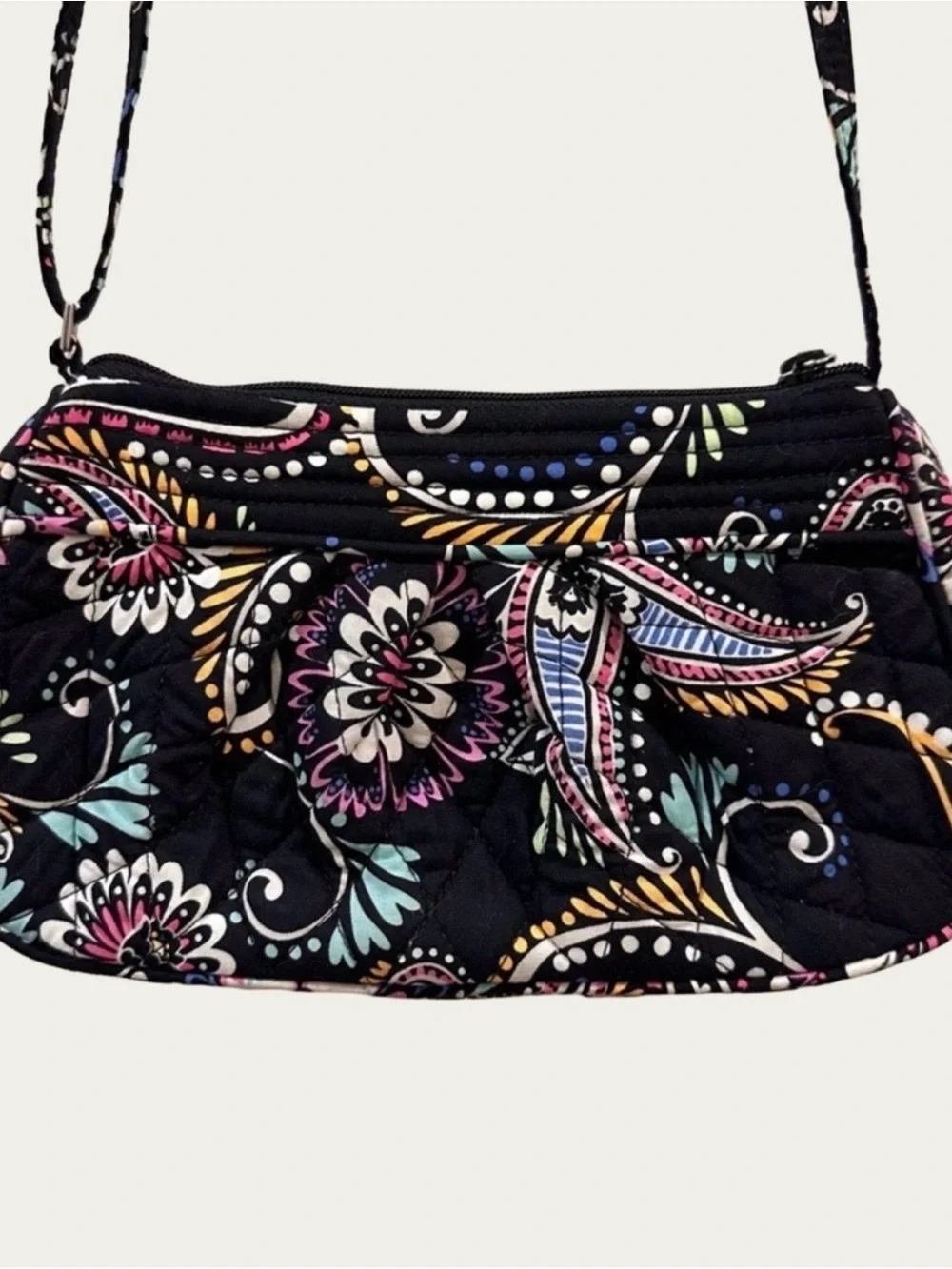 Vera Bradley Frannie Crossbody Bag in Quilted Floral Bandana Swirl pattern.